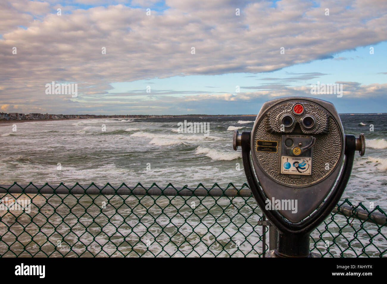 Stormy conditions at Wells Beach, Maine Stock Photo