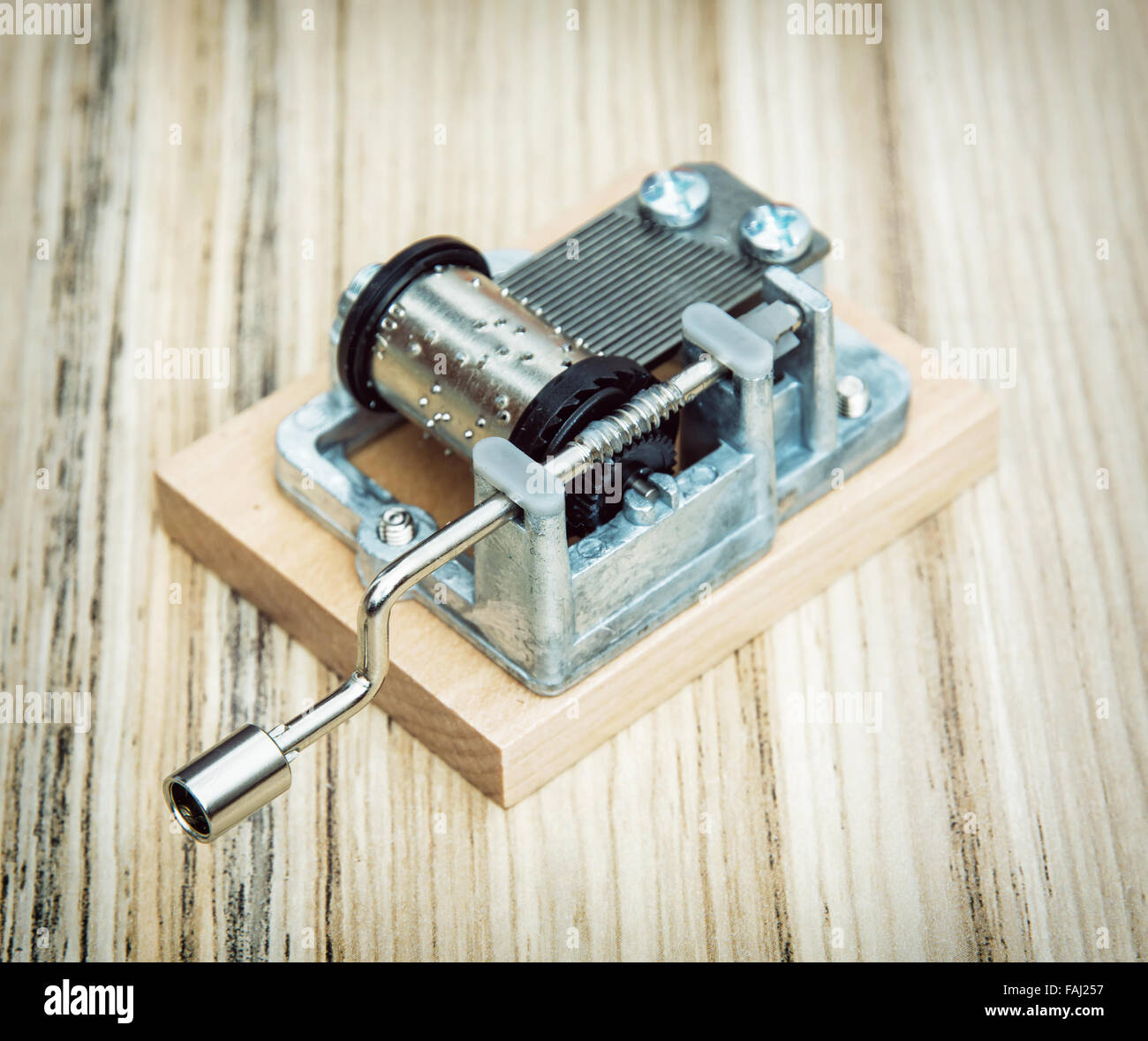 Old little music box on the wooden background. Retro style. Musical  instrument Stock Photo - Alamy