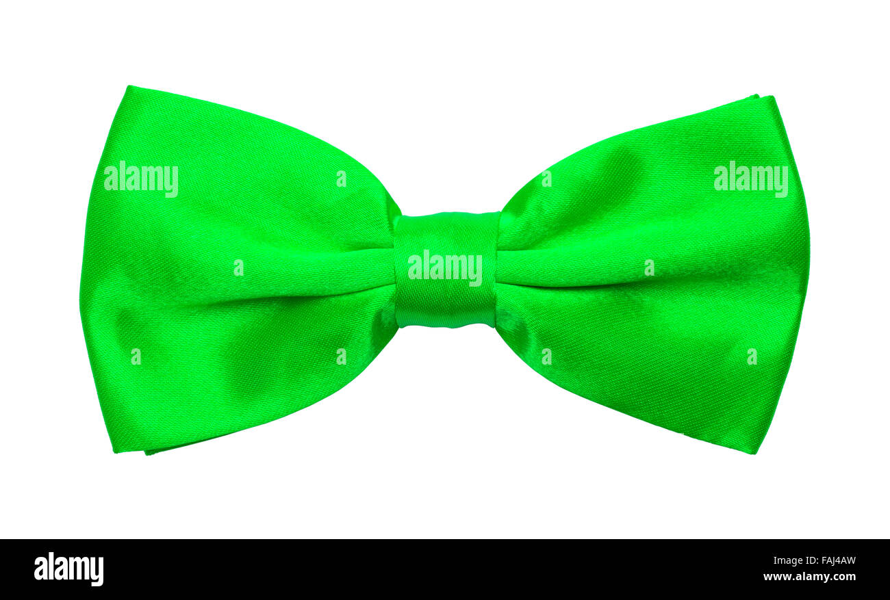 Green Tuxedo Bow tie Isolated on a White Background. Stock Photo