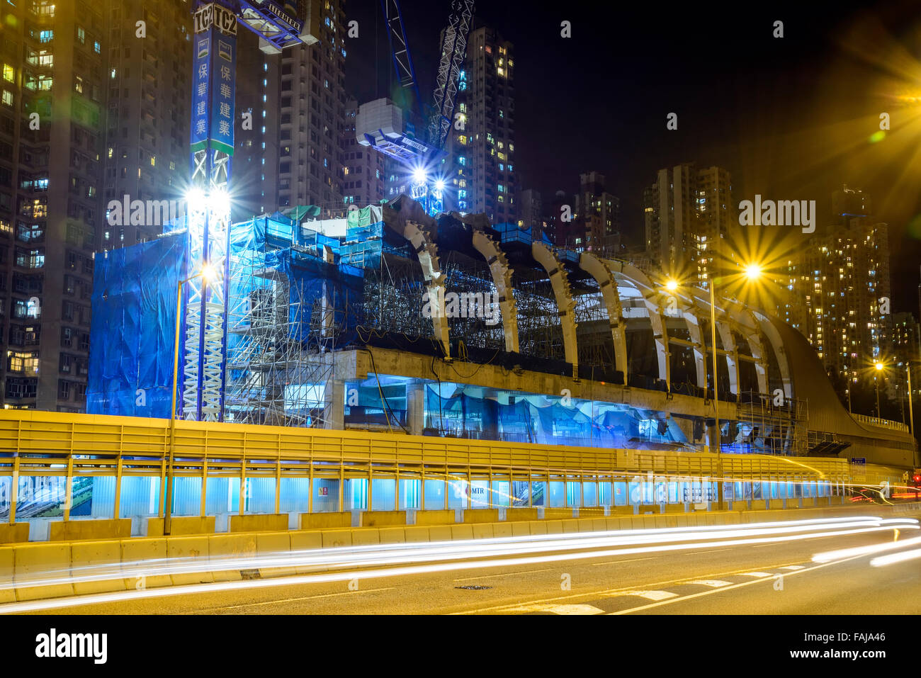 Construction of the new MTR West Island Line,  Hong Kong’s new railway network for 2016, Hong Kong, China. Stock Photo