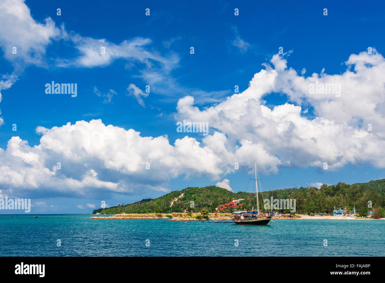 fishing boat near coast of the island Koh Phangan, Thailand Stock Photo