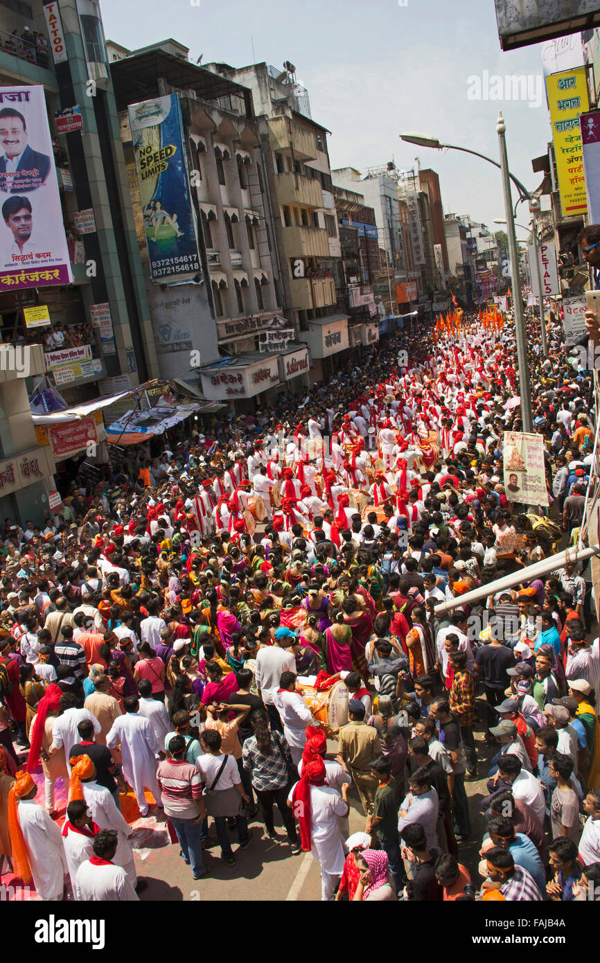 Ganesh festival procession. Pune, India Stock Photo