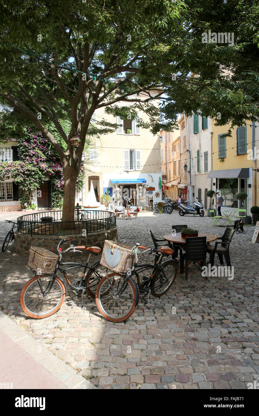 bicycles in Saint-Tropez, France Stock Photo