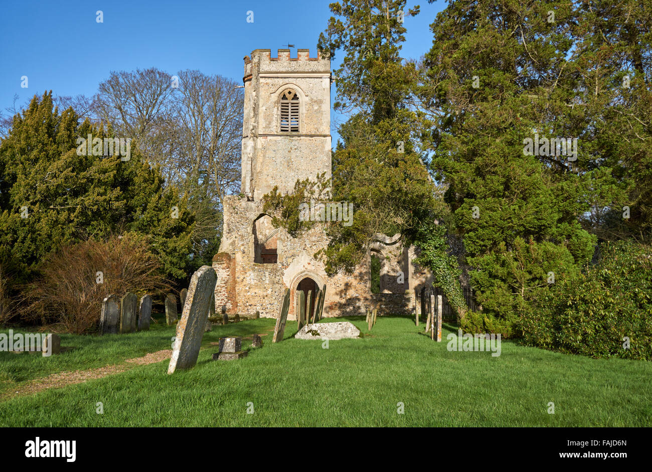 Ruined Medieval (12th-century) St. Lawrence Church, Ayot St. Lawrence ...