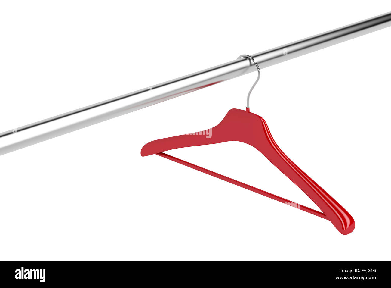 Red clothes hanger isolated on white Stock Photo