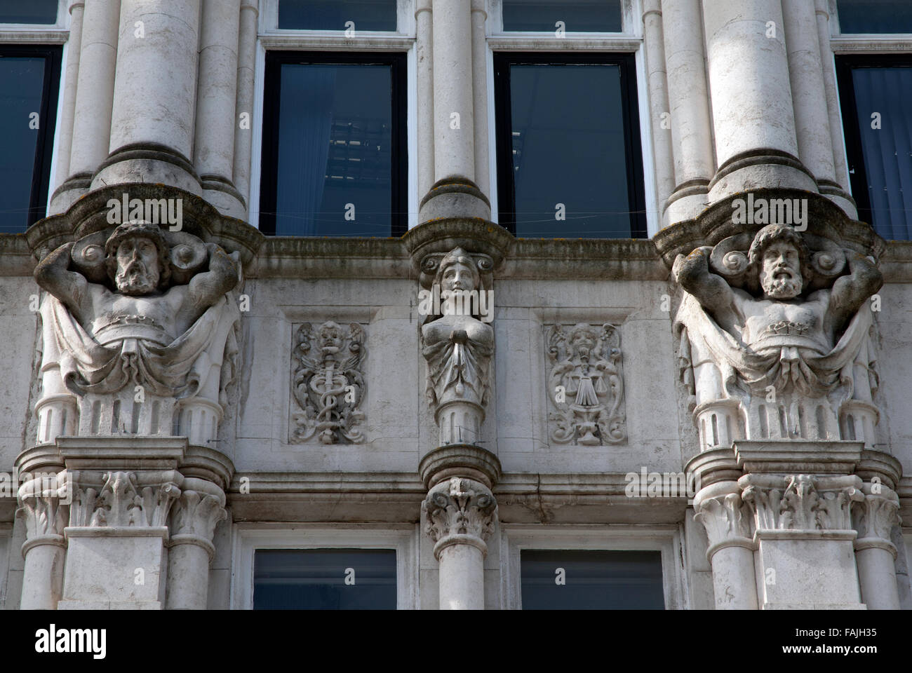 Architectural detail of the Lloyds Bank Building Cardiff, Wales UK Stock Photo