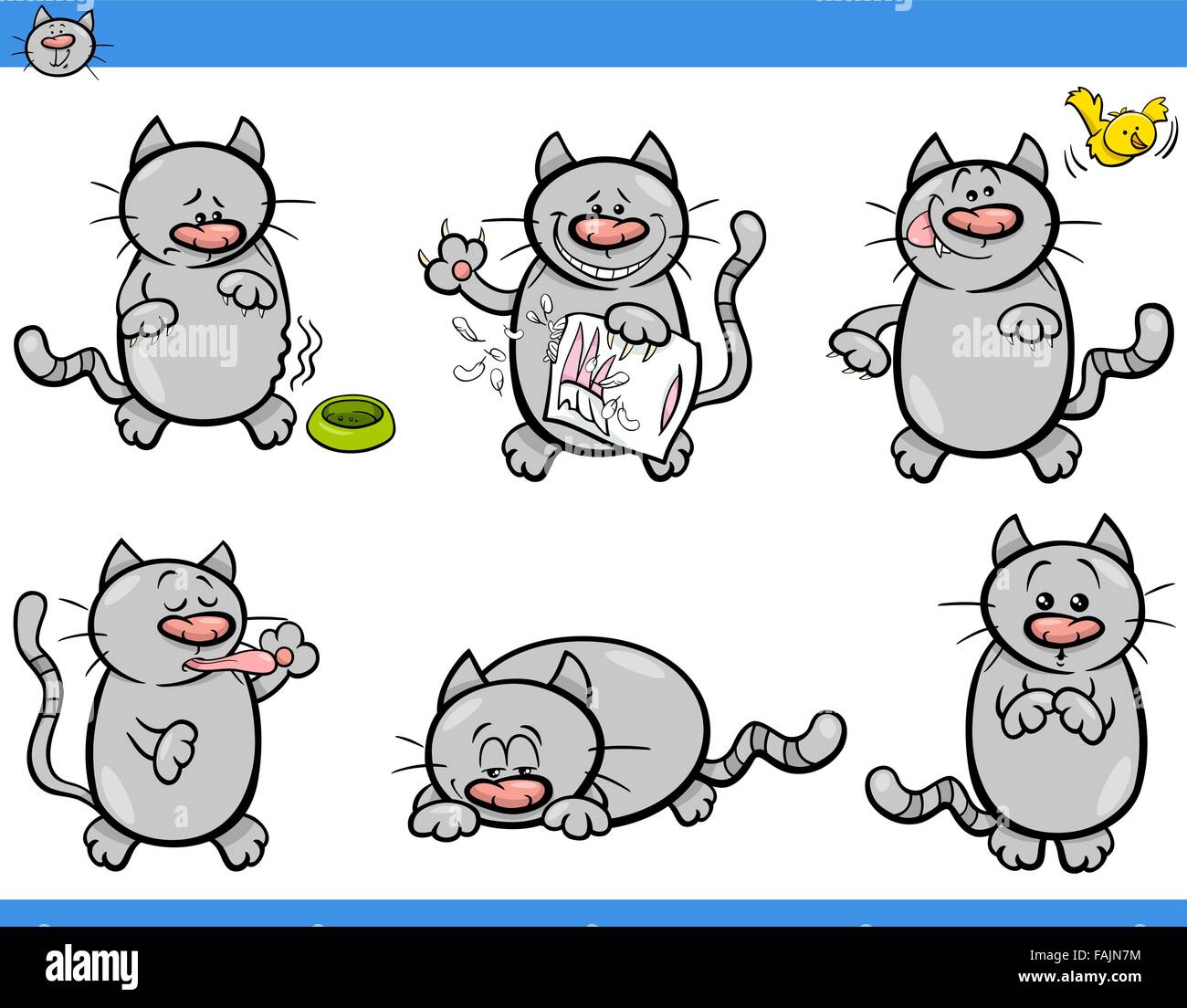Cartoon Illustration of Funny Cats Animal Characters Set Stock Vector