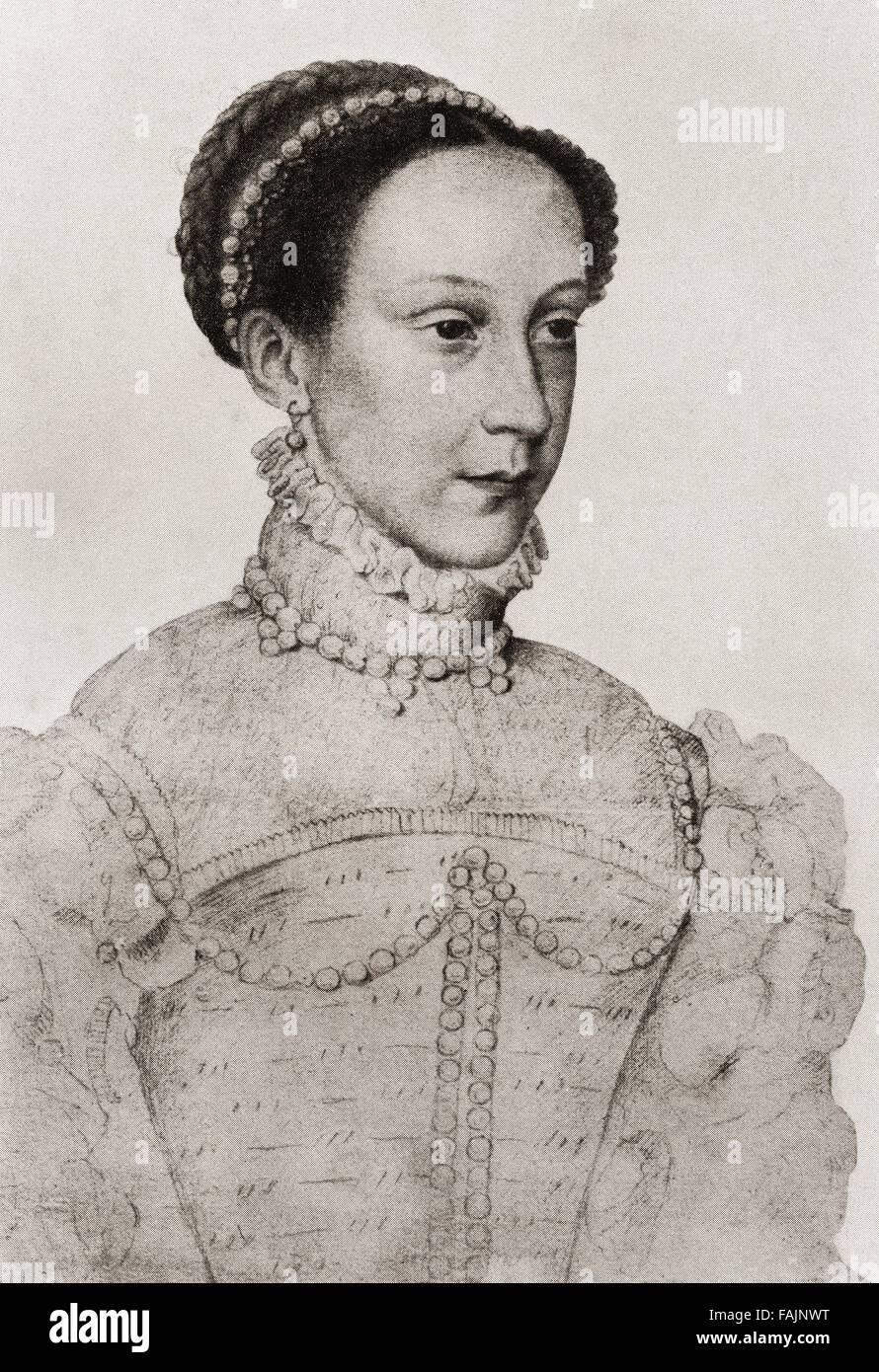 Mary, Queen of Scots, 1542 – 1587 aka Mary Stuart or Mary I of Scotland.  Queen of Scotland and Queen consort of France.  After a drawing attributed to François Clouet. Stock Photo