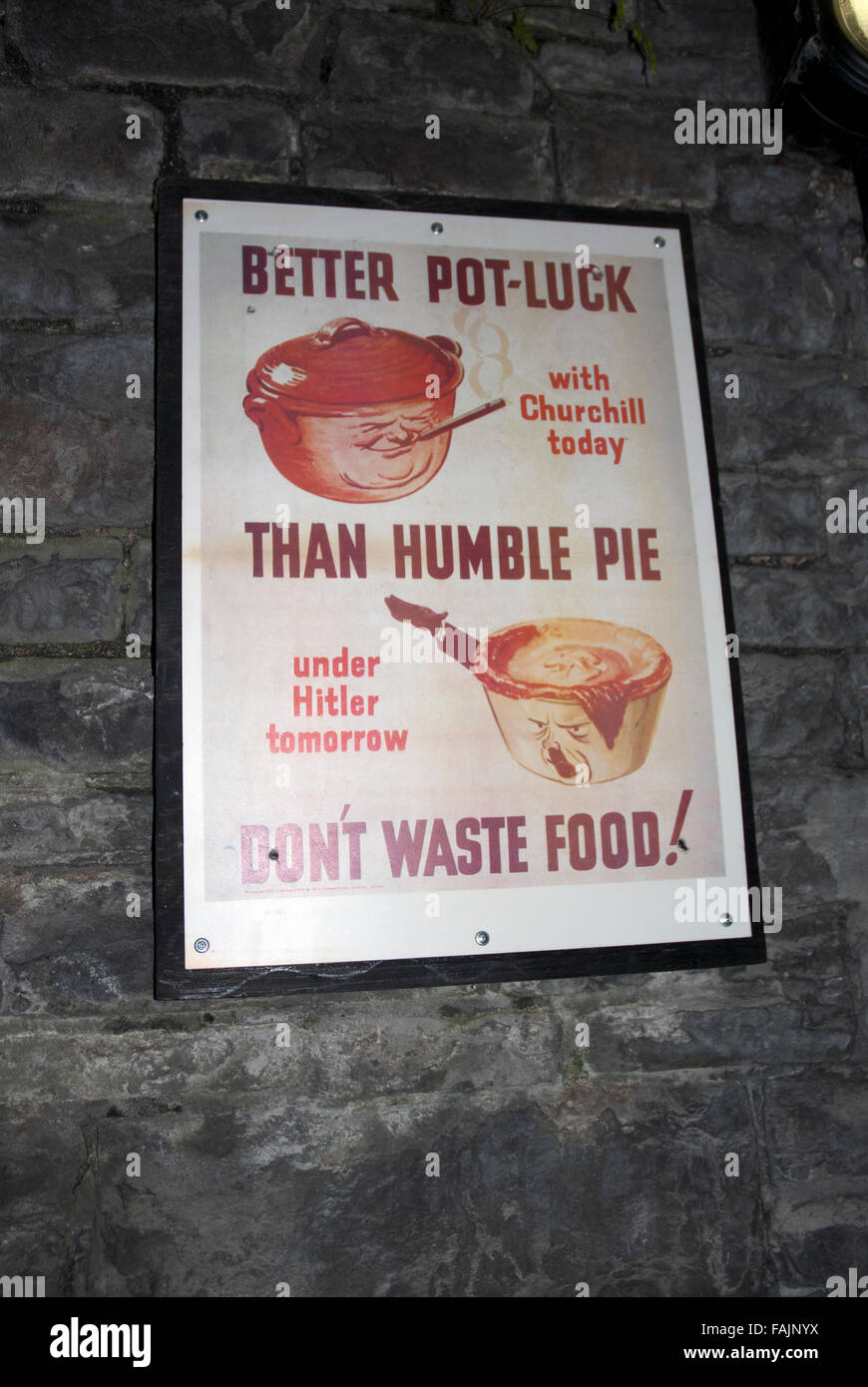 War time poster from the Second World War, Cardiff Castle museum, Cardiff Wales Stock Photo