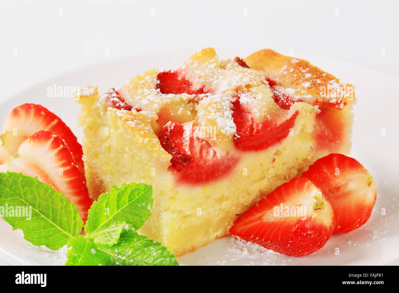 Slice of homemade strawberry cake Stock Photo