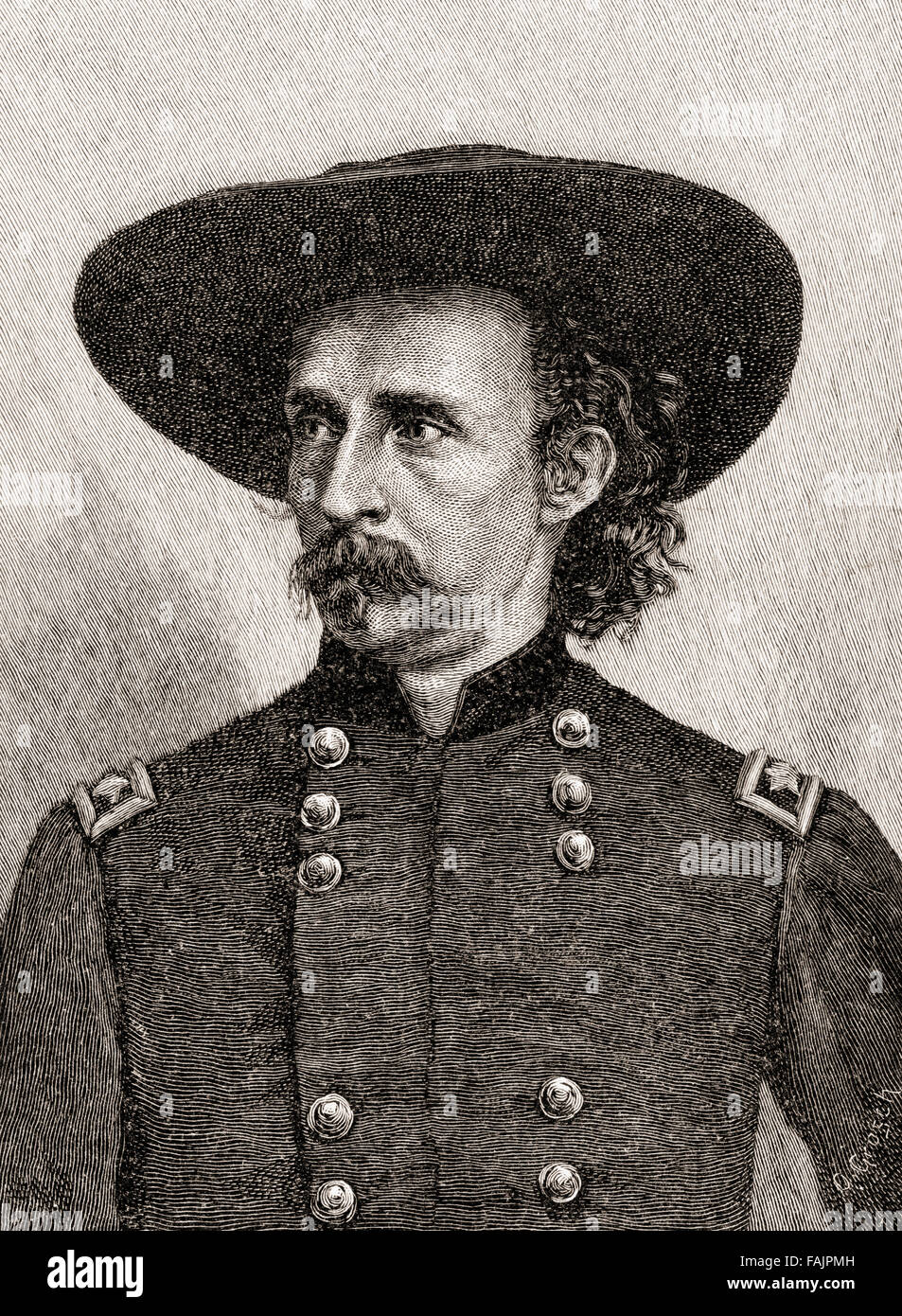 George Armstrong Custer, 1839 – 1876.   United States Army officer and cavalry commander in the American Civil War and the American Indian Wars. Stock Photo