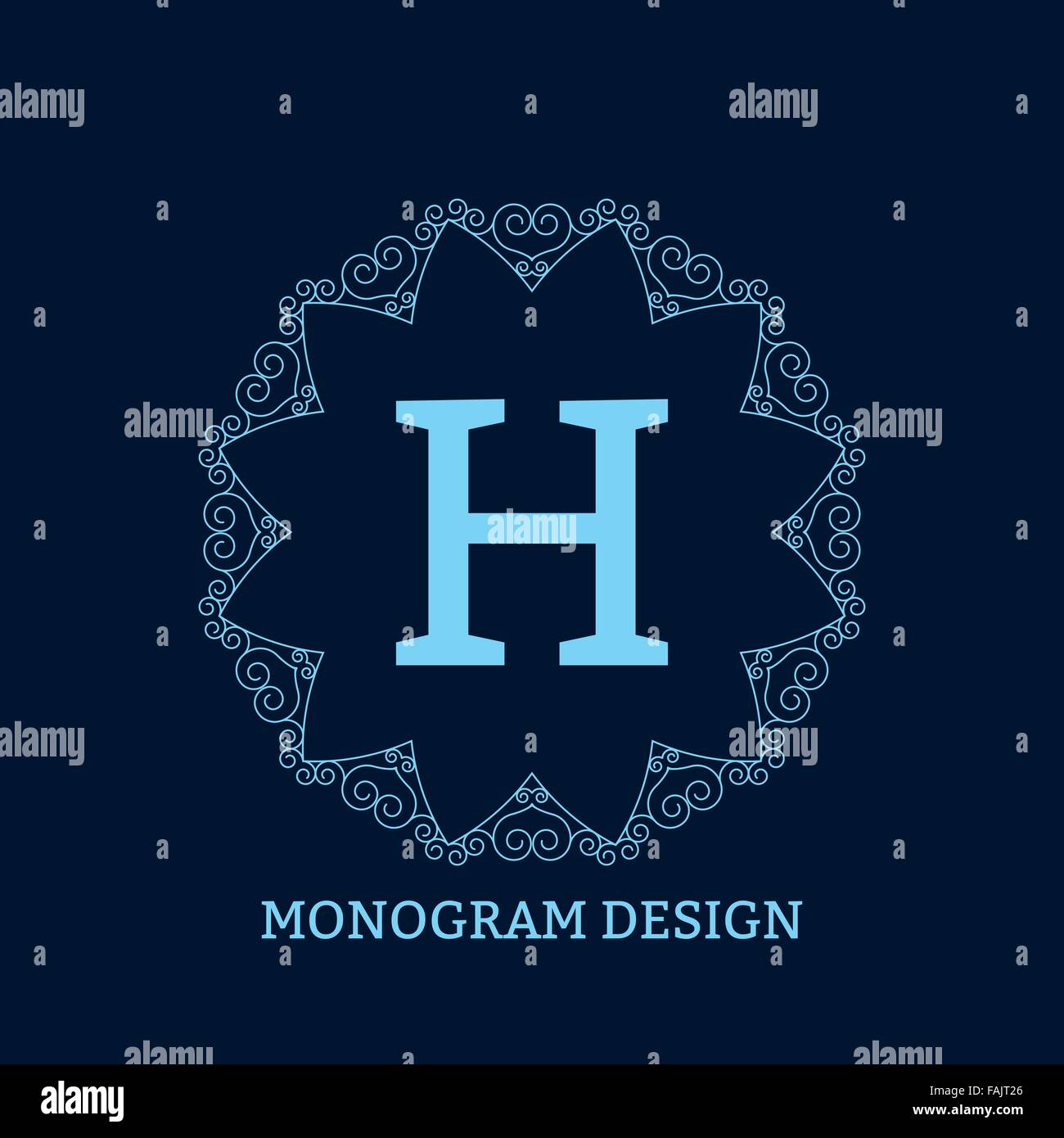 Blue Simple Monogram Vector illustration of the linear blue monogram Stock Vector Image ...
