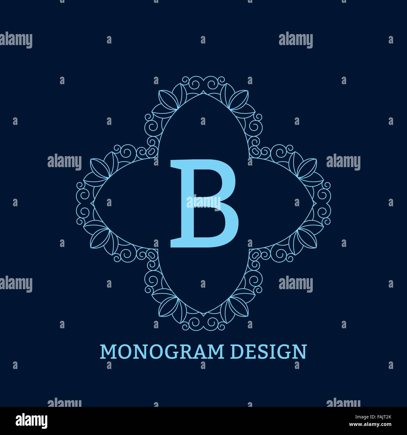 Blue Simple Monogram Vector illustration of the linear blue monogram Stock Vector Image ...