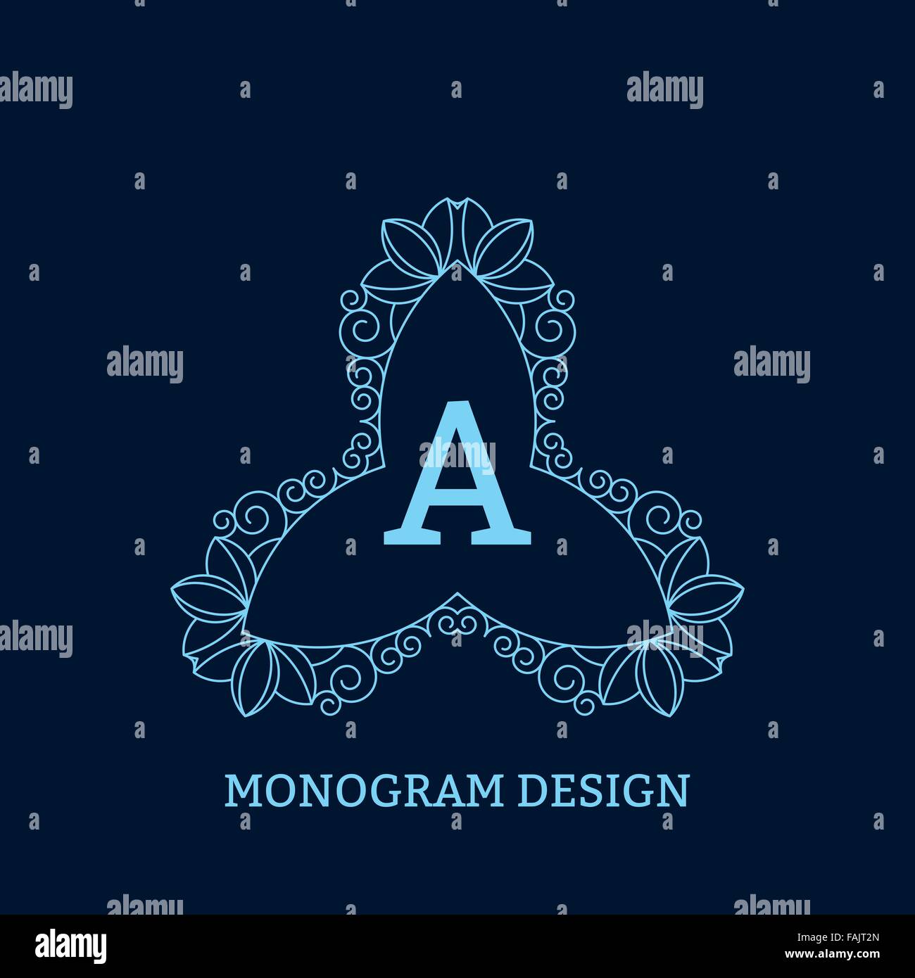 Vector illustration of the linear blue monogram Stock Vector Image ...