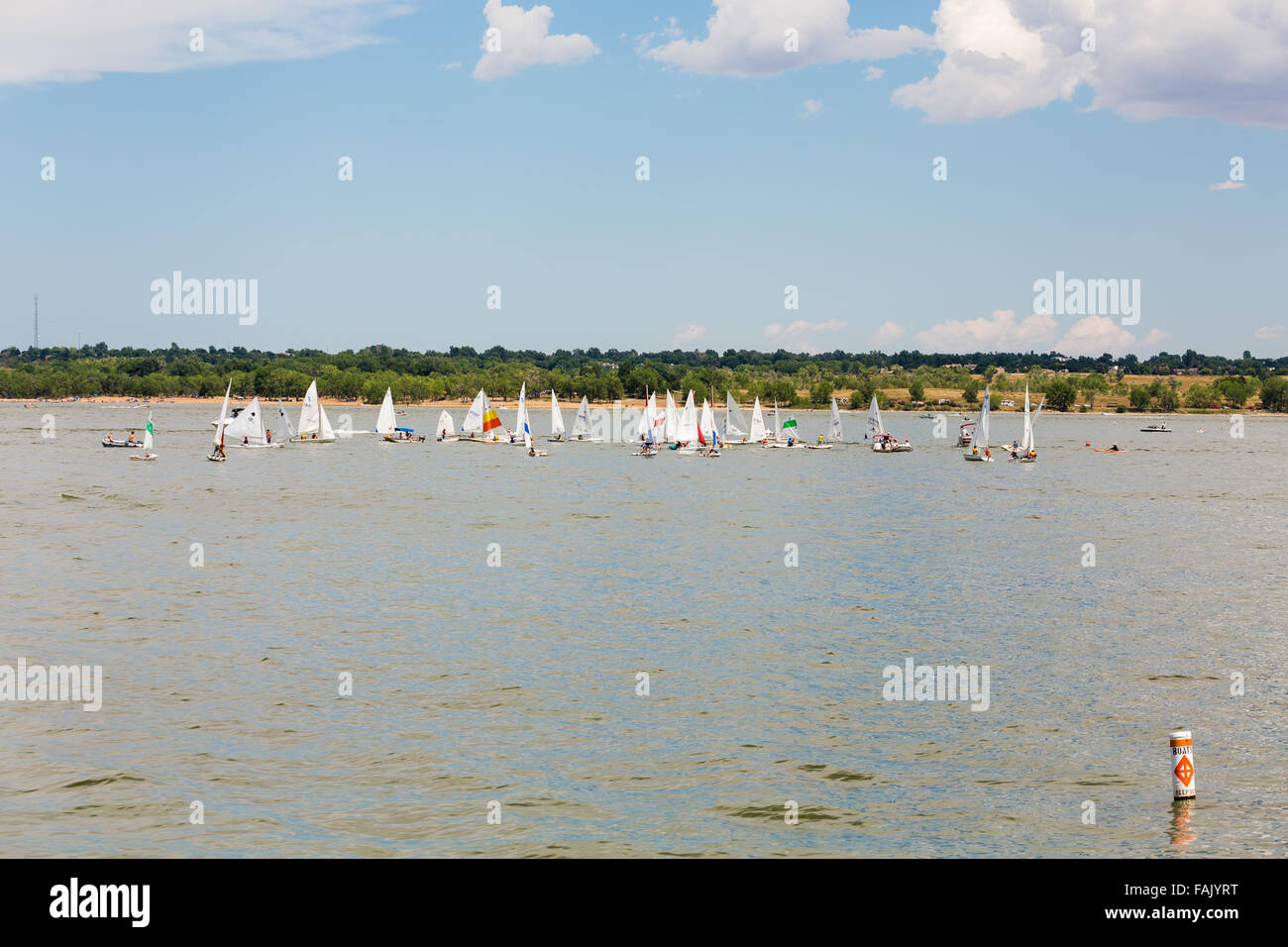 Group Sailing Lessons in lake Stock Photo Alamy