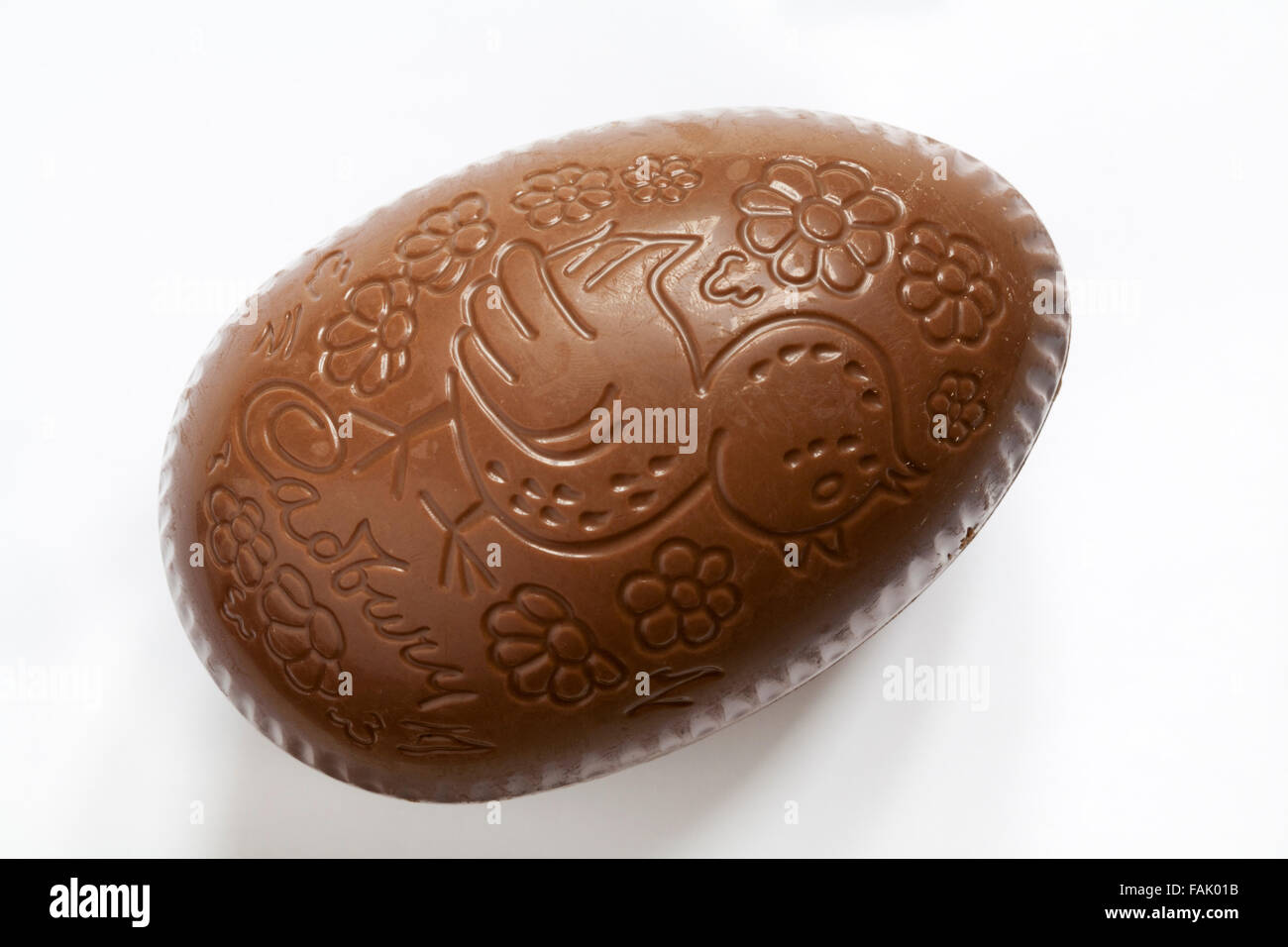 Cadbury milk chocolate Easter Egg isolated on white background Stock
