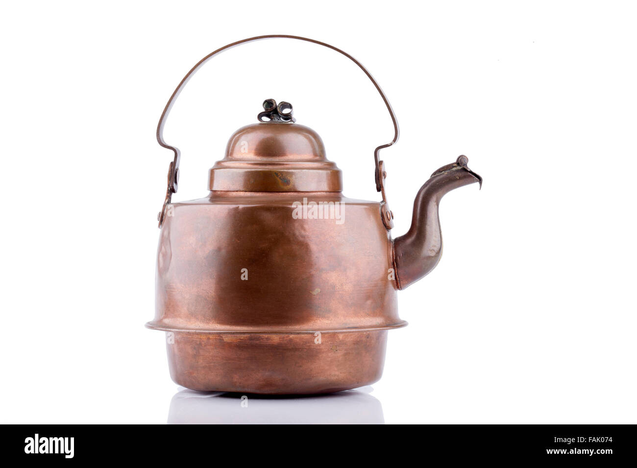 old antique copper kettle isolated on a white background Stock Photo ...