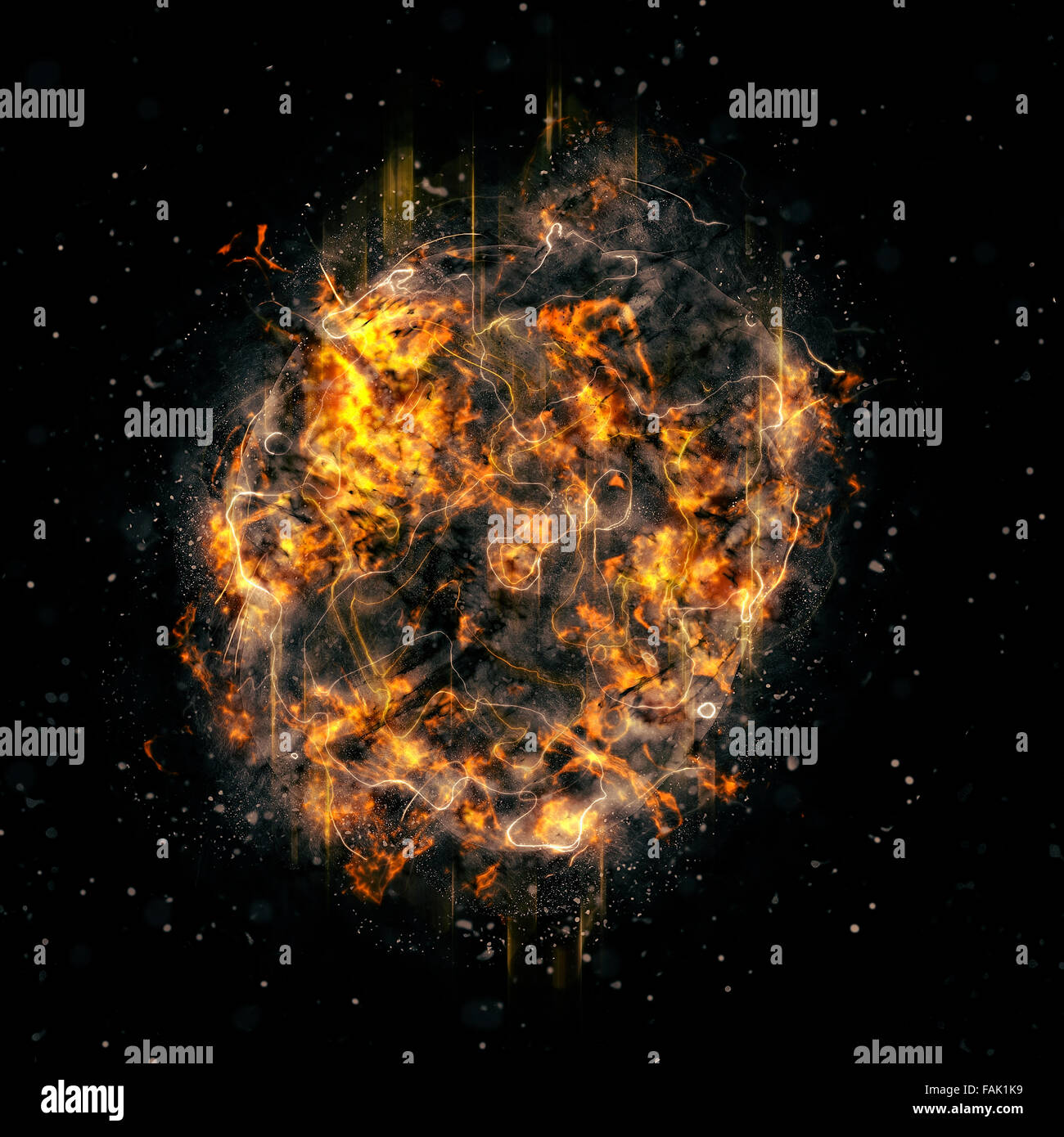 Digitally created Exploding supernova star or the creation of earth. In the beginning God created the heavens and the earth. Now Stock Photo