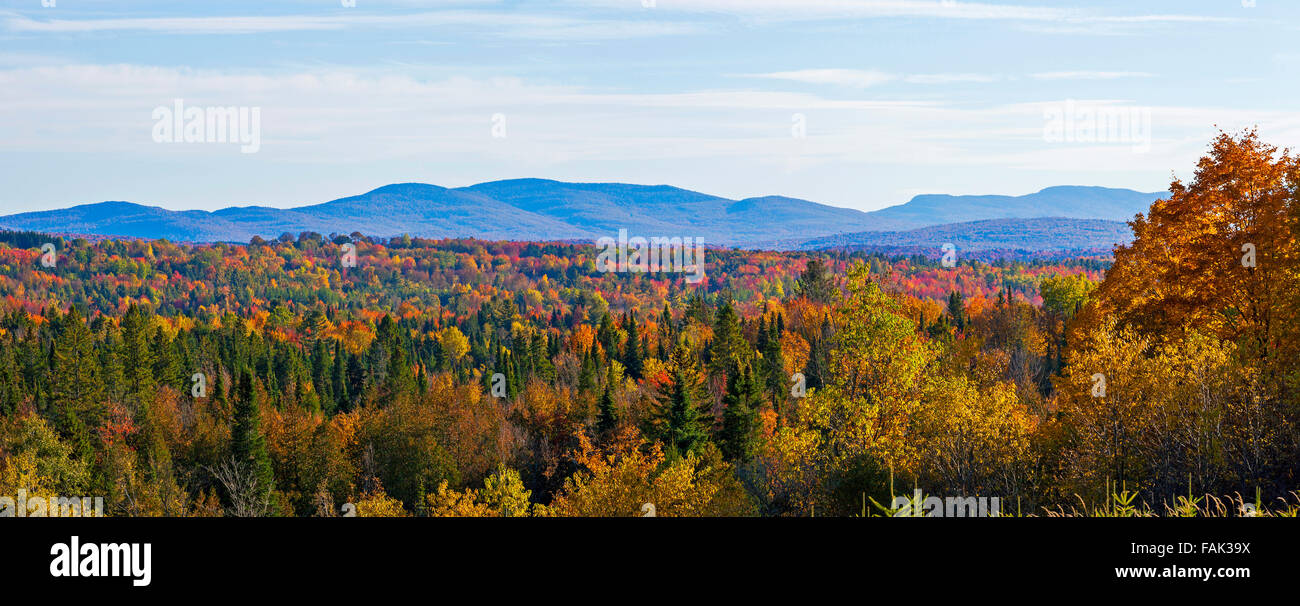 Panorams of mountains, autumn colours, Eastern Townships, Foster, Quebec, Canada Stock Photo