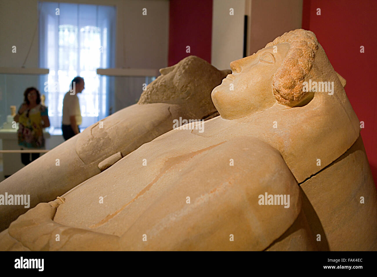 Museum of Cadiz, detail of Phoenician sarcophagus 400 a c, Cádiz, Andalusia, Spain Stock Photo