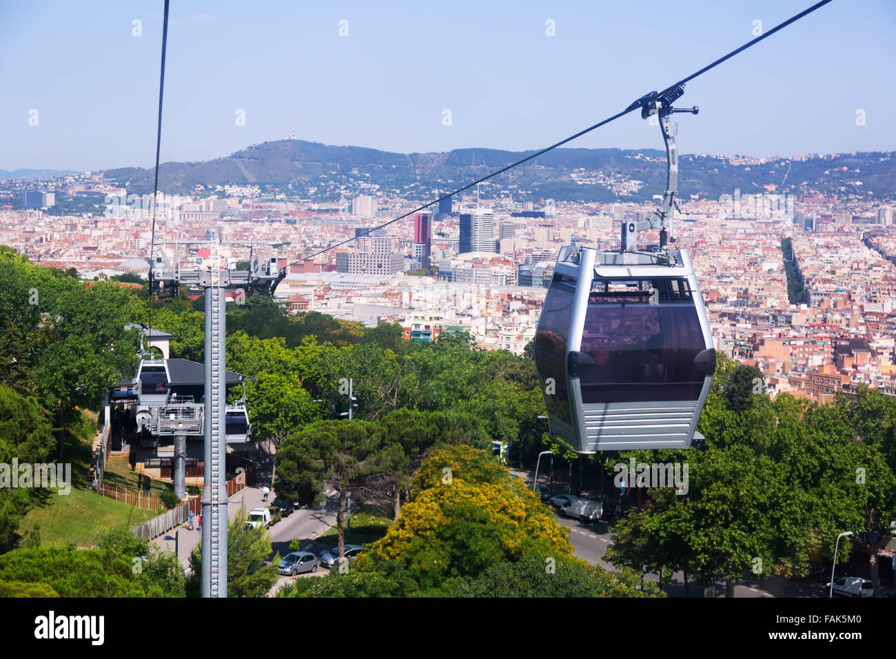 Montjuic Cable Car in Barcelona. Catalonia Stock Photo - Alamy