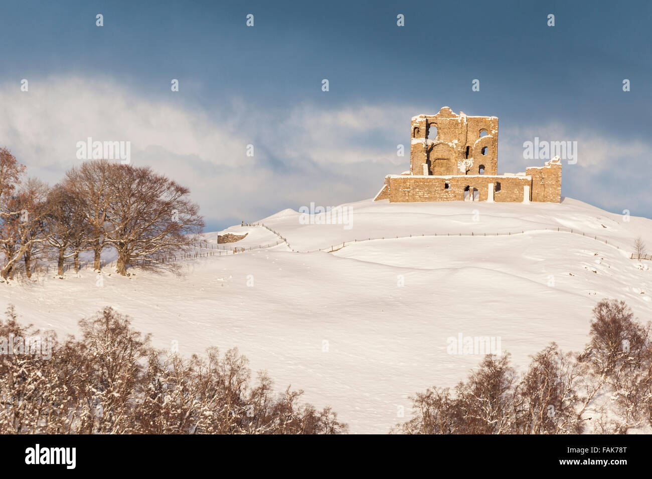 Auchindoun Castle Ruins in Moray., Scotland. Stock Photo