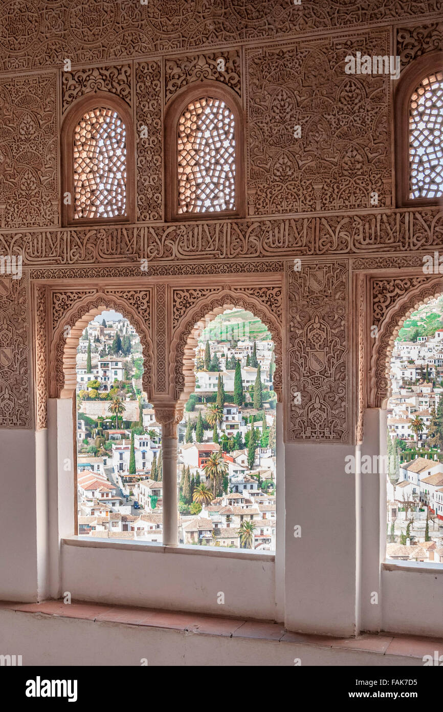 Nice Arch Windows In Ancient Arabian Palace Alhambra