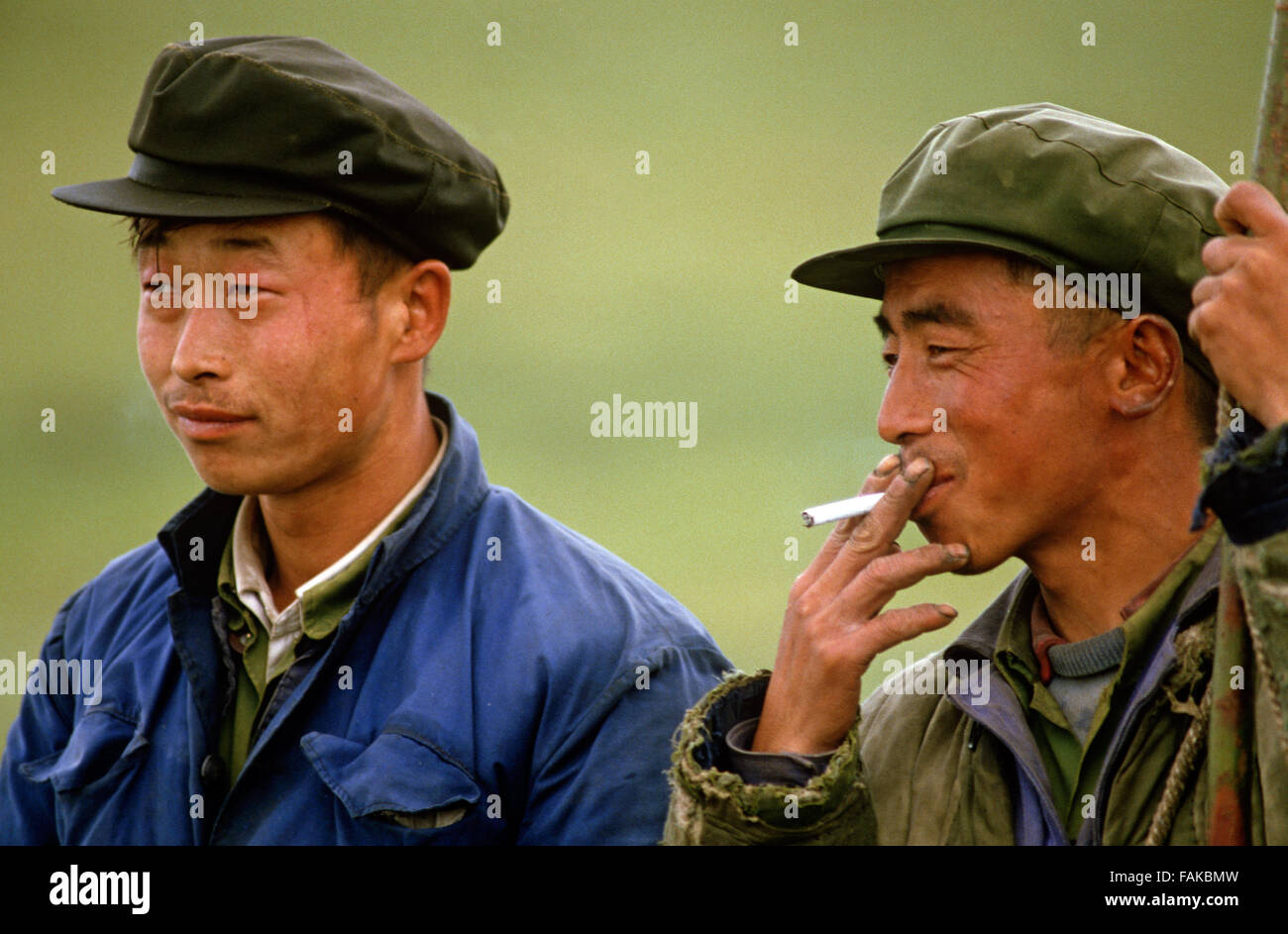 Inner Mongolia grasslands horse cowboys, Autonomous region of North China Stock Photo