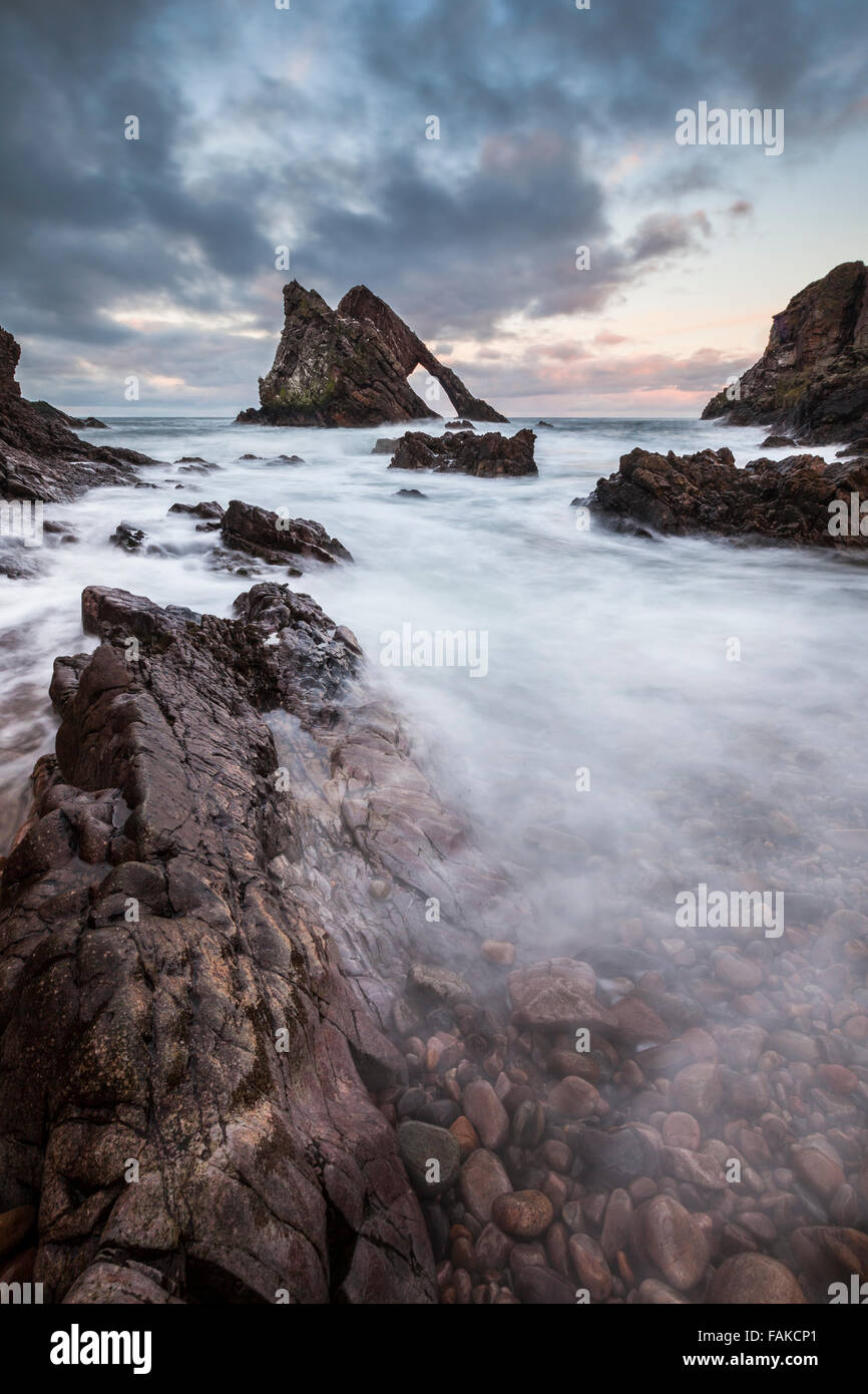 Bow Fiddle Rock on the Moray Coast in Scotland Stock Photo - Alamy