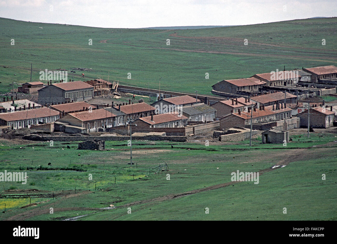 Village in Inner Mongolia grasslands, China autonomous region Stock Photo