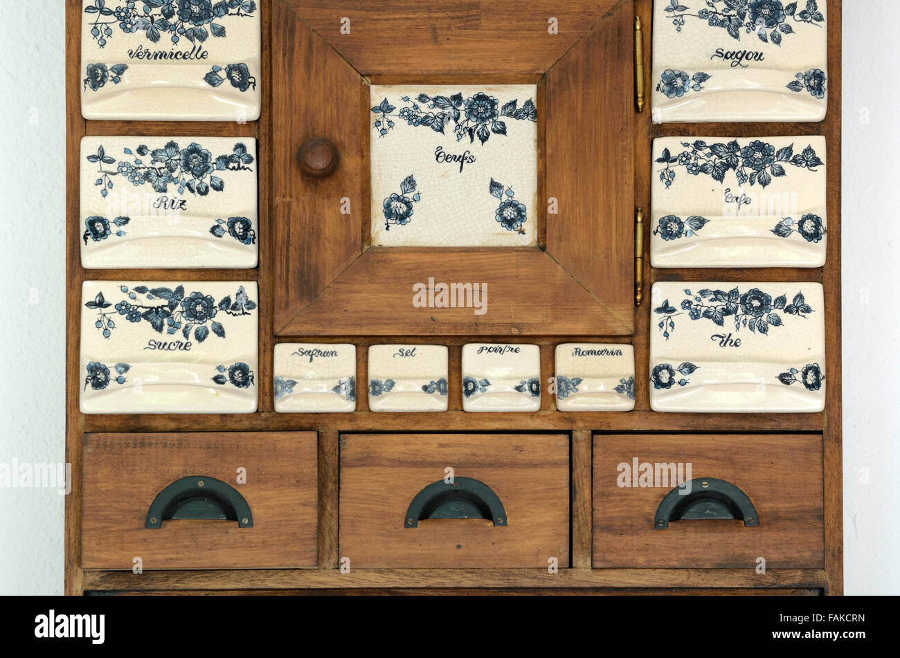 French Tea Coffee Spice Kitchen Cabinet or Spice Rack Stock