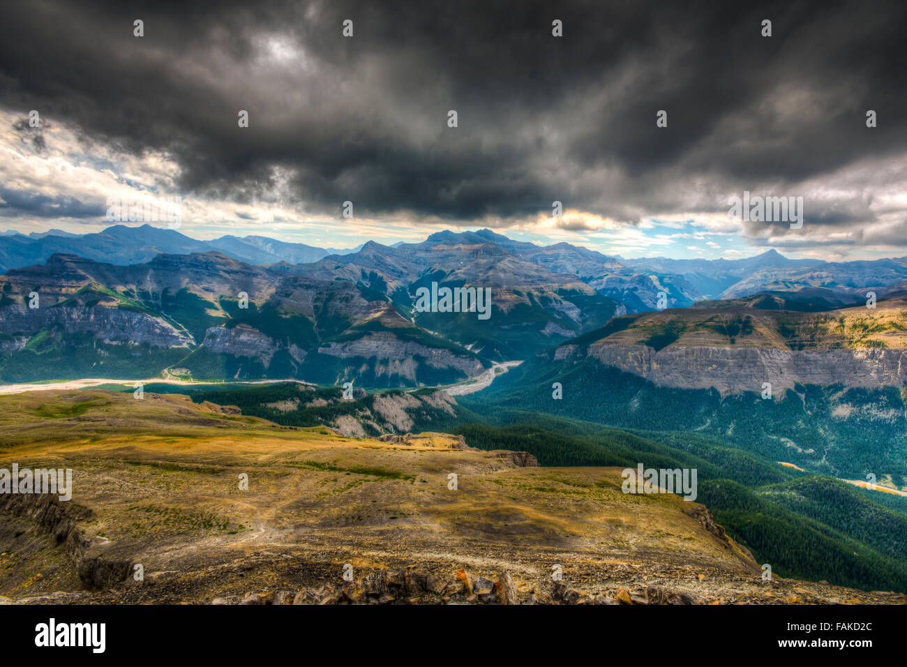 Hiking vista from Mount Black Rock Fire lookout, Kananaskis Country