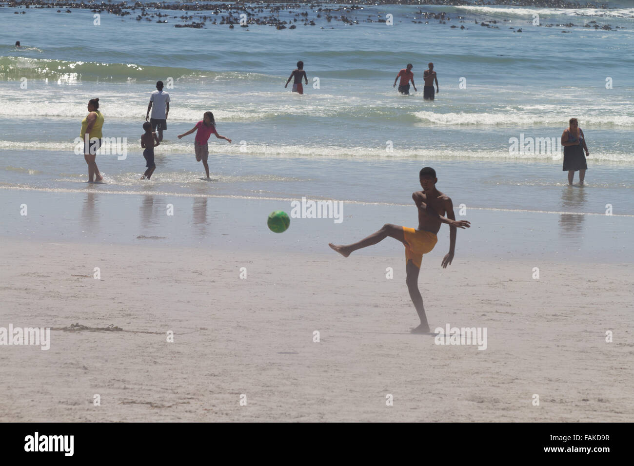 African people on Melkbosstrand beach near Cape Town, South Africa Stock Photo