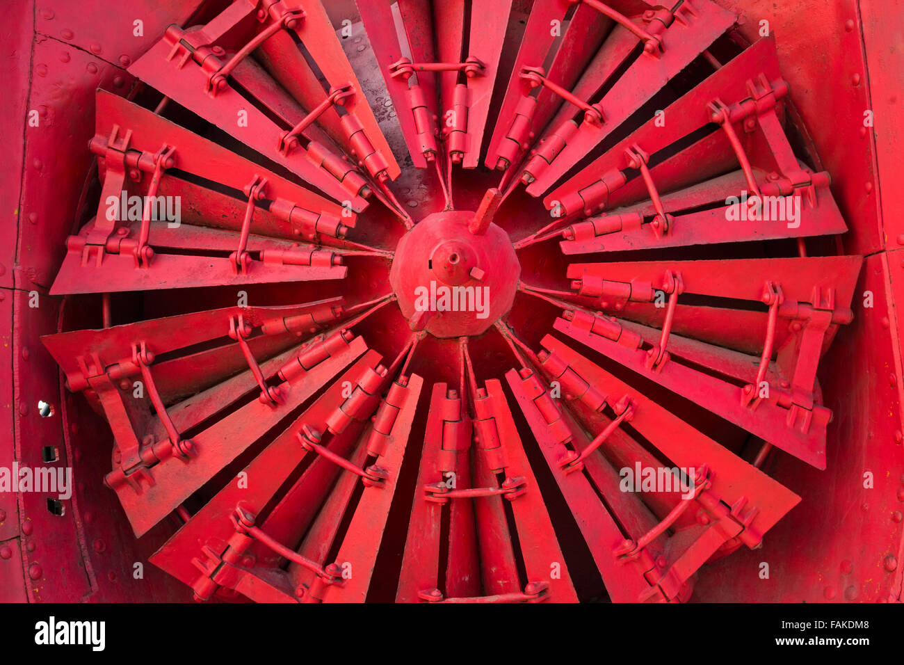 Golden, Colorado - The blades of a rotary snow plow at the Colorado Railroad Museum. Stock Photo