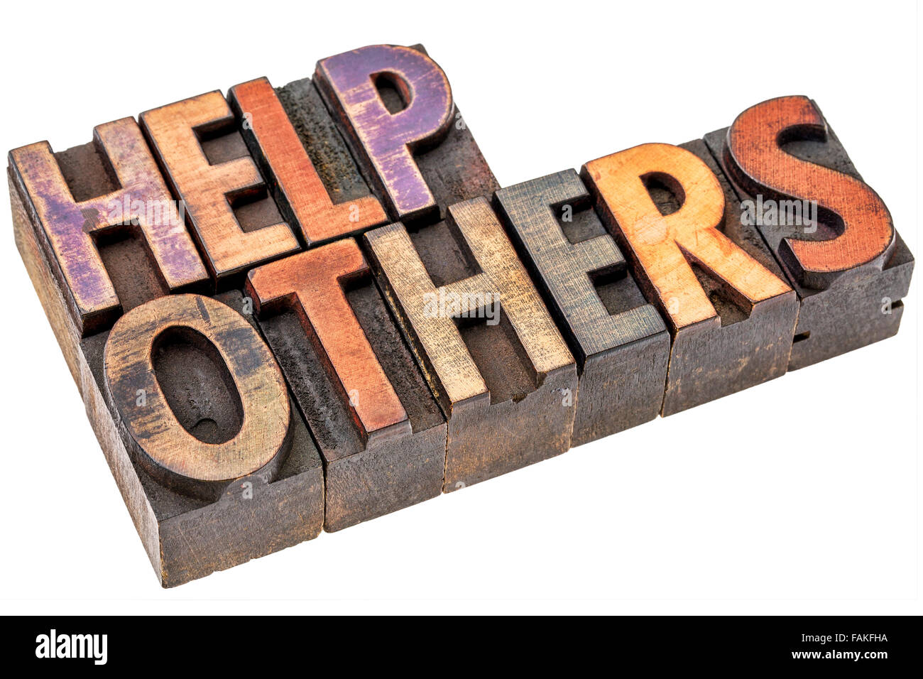 help others - motivational words in vintage letterpress wood type ...
