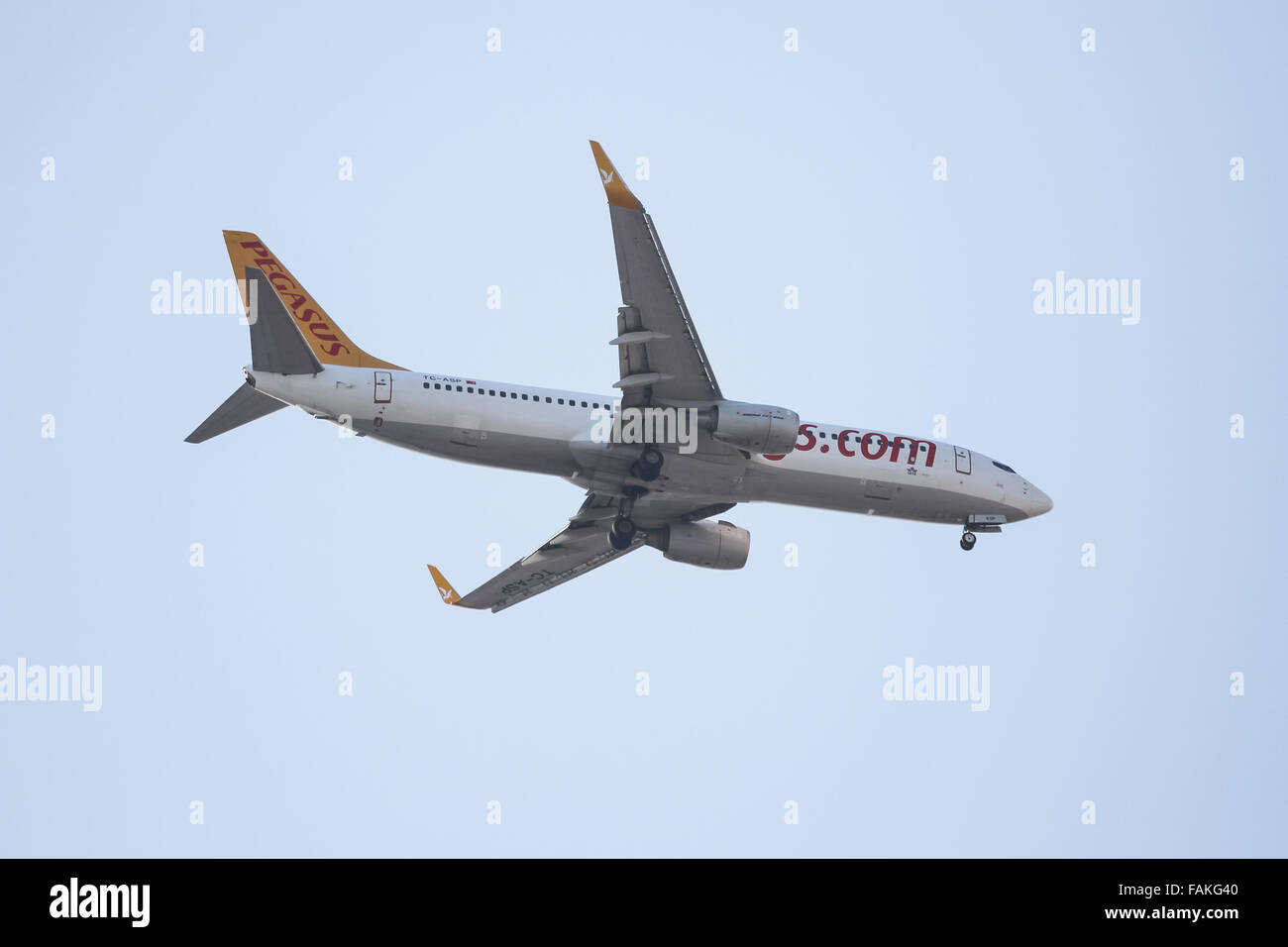 Pegasus Airlines Boeing 737-82R (CN 40011/3662) landing to Sabiha Gokcen Airport. Stock Photo