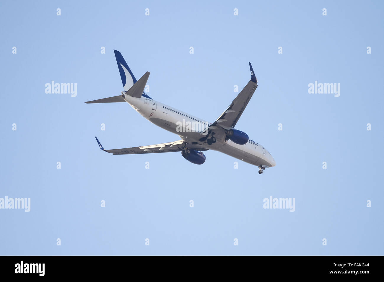 AnadoluJet Airlines Boeing 737-8AS (CN 29917/298) landing to Sabiha Gokcen Airport. Stock Photo