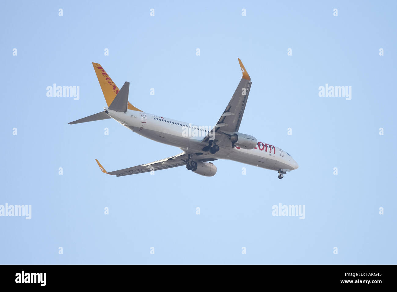 Pegasus Airlines Boeing 737-82R (CN 35984/2937) landing to Sabiha Gokcen Airport. Stock Photo