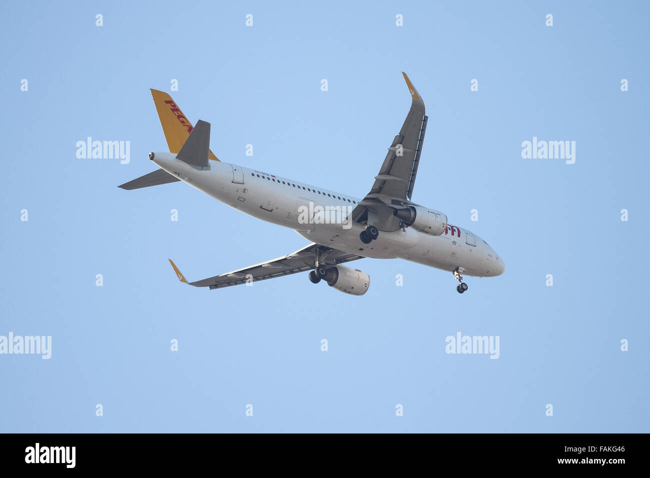 Pegasus Airlines Airbus A320-214 (CN 5995) landing to Sabiha Gokcen Airport. Stock Photo