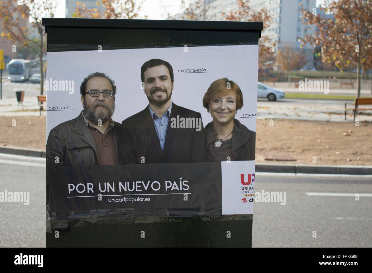 Election poster for Unidad Popular during the Spanish general election Stock Photo