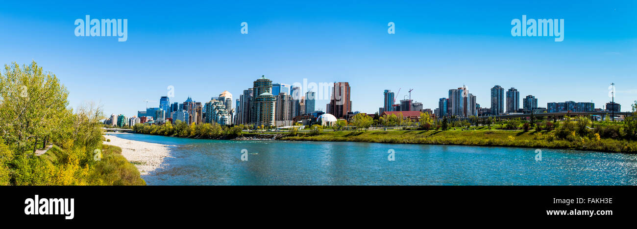 Bow river and city skyline Calgary Alberta Canada Stock Photo