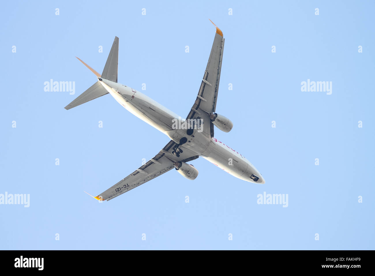 Pegasus Airlines Boeing 737-8GJ (CN 34904/2347) landing to Sabiha Gokcen Airport. Stock Photo