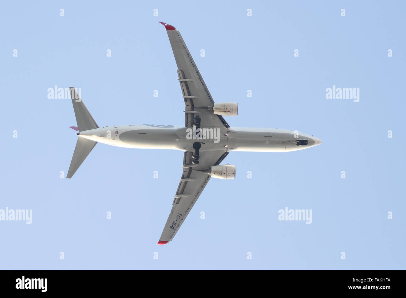 Turkish Airlines Boeing 737-8F2 (CN 34405/1828) landing to Sabiha Gokcen Airport. Stock Photo