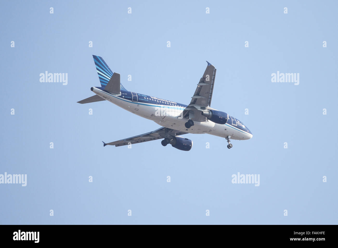 Azerbaijan Airlines Airbus A319-111 (CN 2788) landing to Sabiha Gokcen Airport. Stock Photo