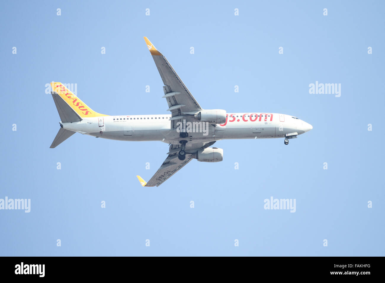 Pegasus Airlines Boeing 737-82R (CN 40871/3212) landing to Sabiha Gokcen Airport. Stock Photo