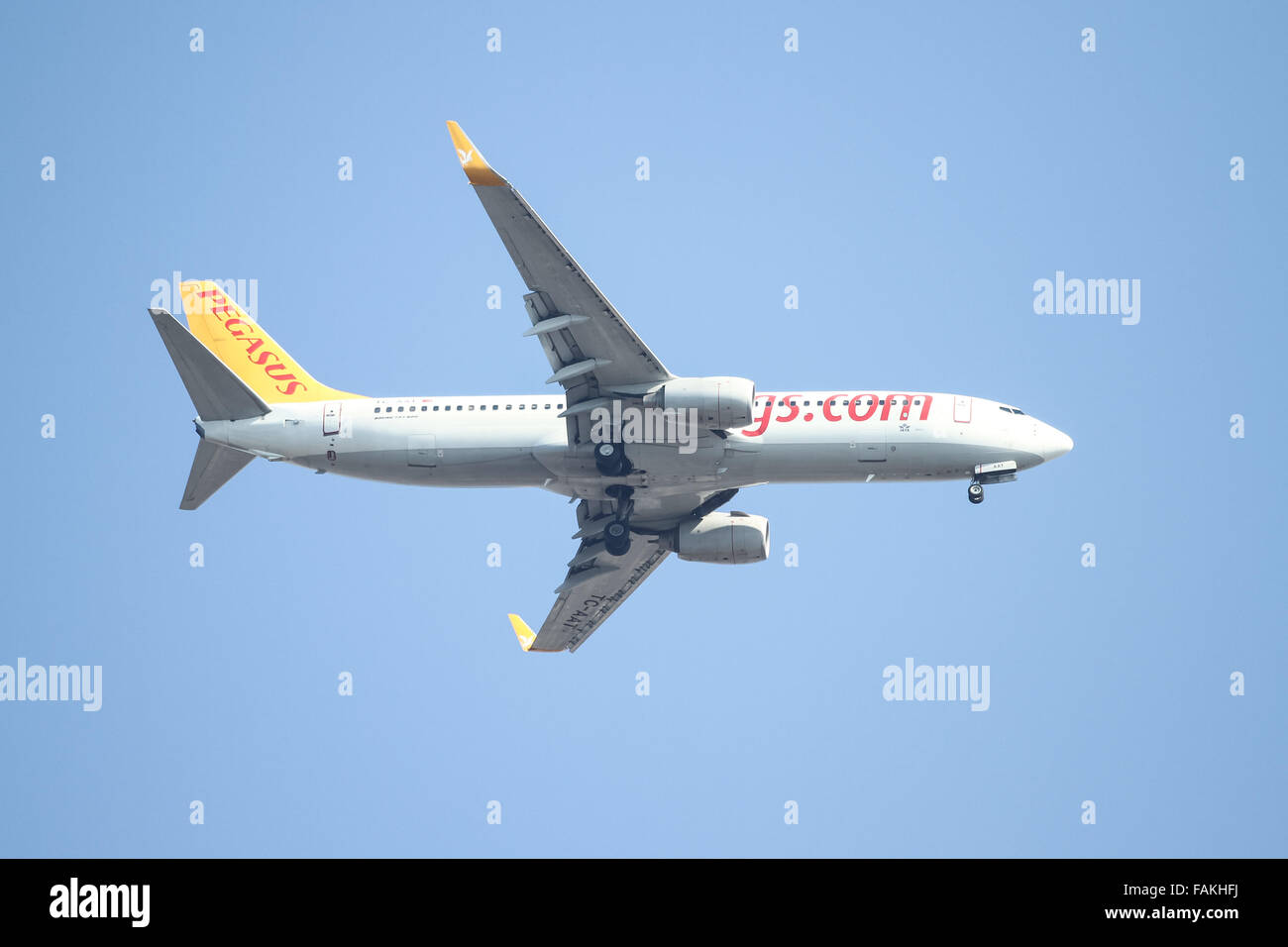 Pegasus Airlines Boeing 737-82R (CN 40872/3227) landing to Sabiha Gokcen Airport. Stock Photo