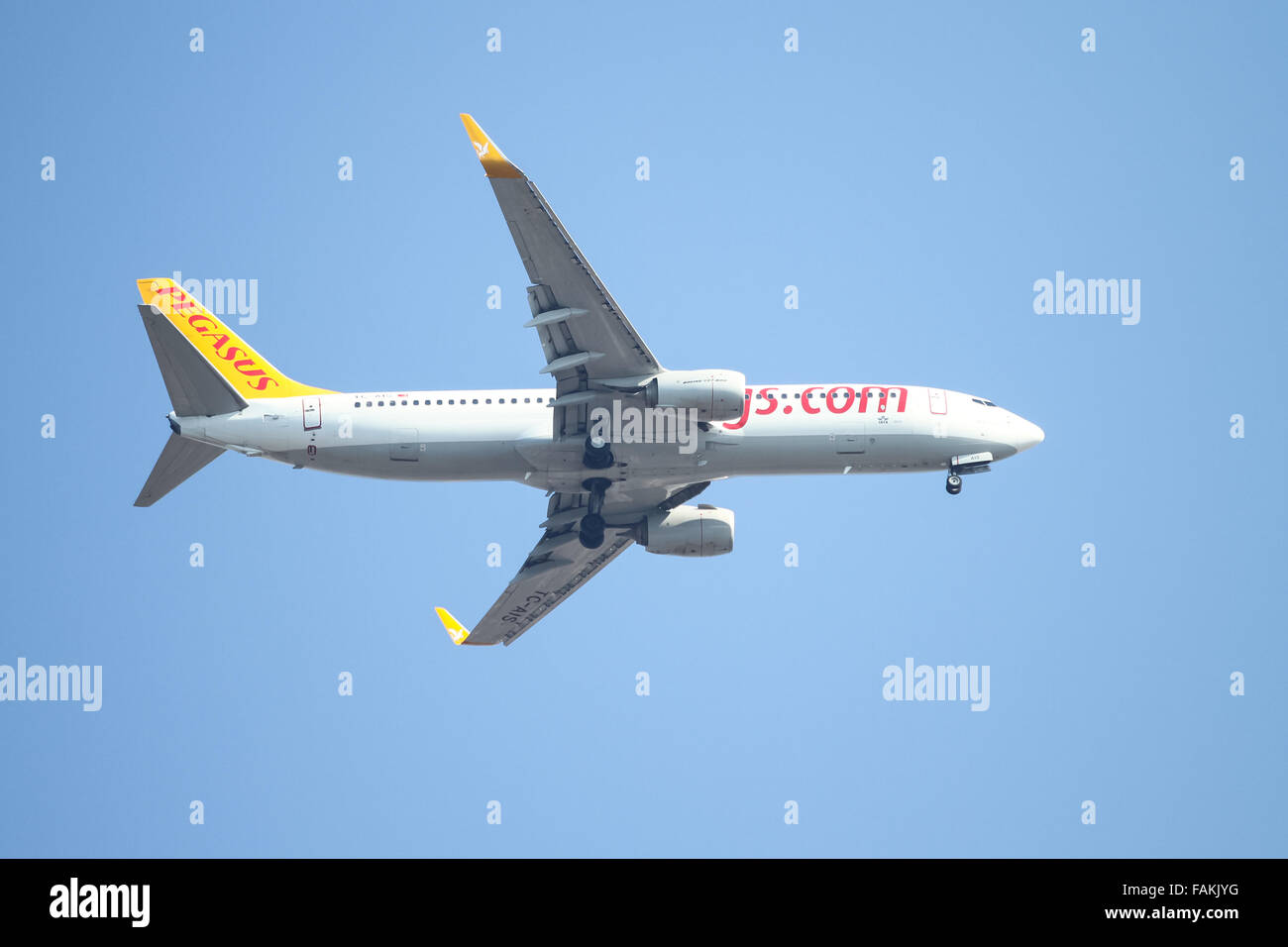 Pegasus Airlines Boeing 737-82R (CN 38174/3857) landing to Sabiha Gokcen Airport. Stock Photo