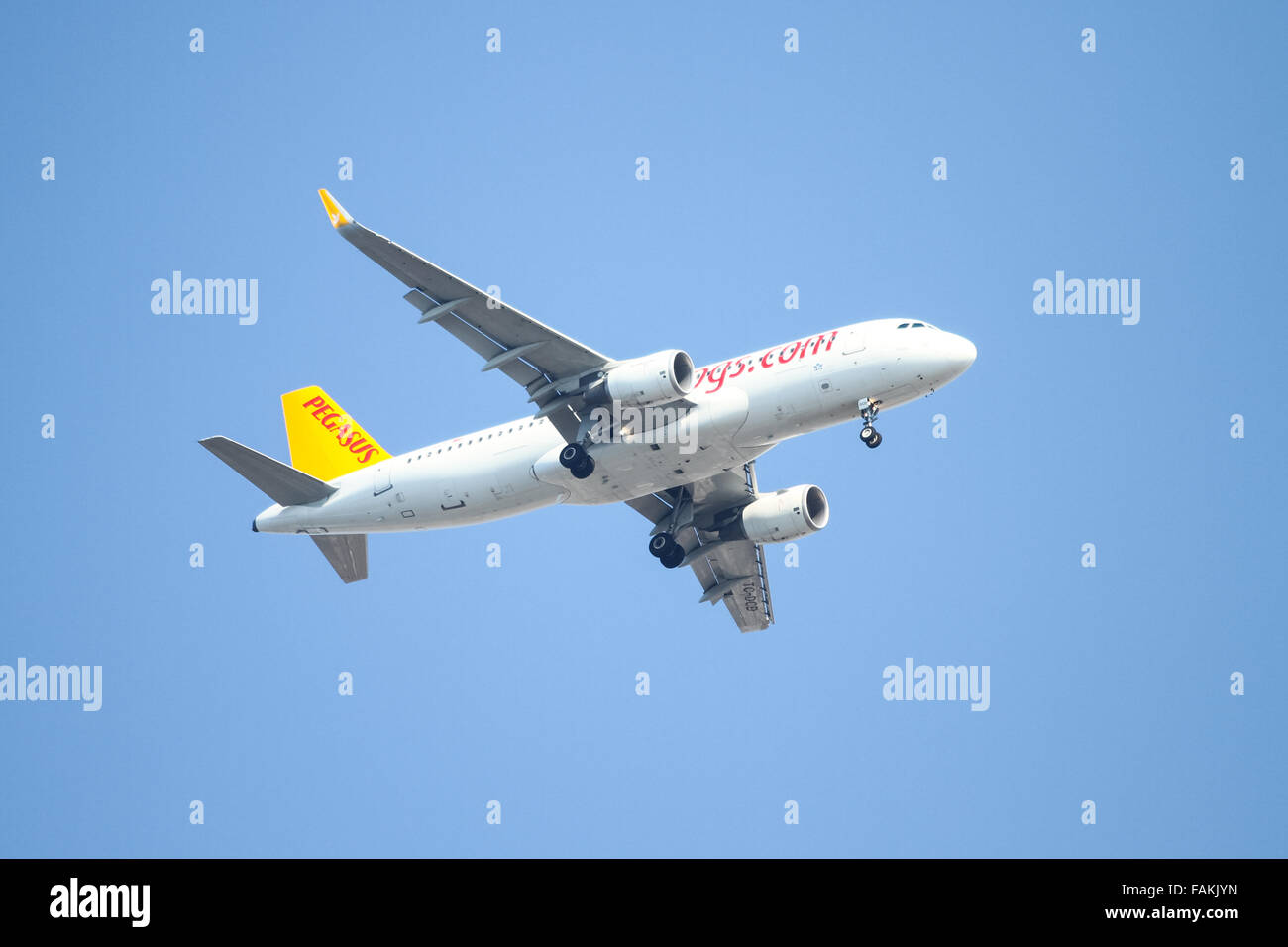 Pegasus Airlines Airbus A320-214 (CN 5995) landing to Sabiha Gokcen Airport. Stock Photo