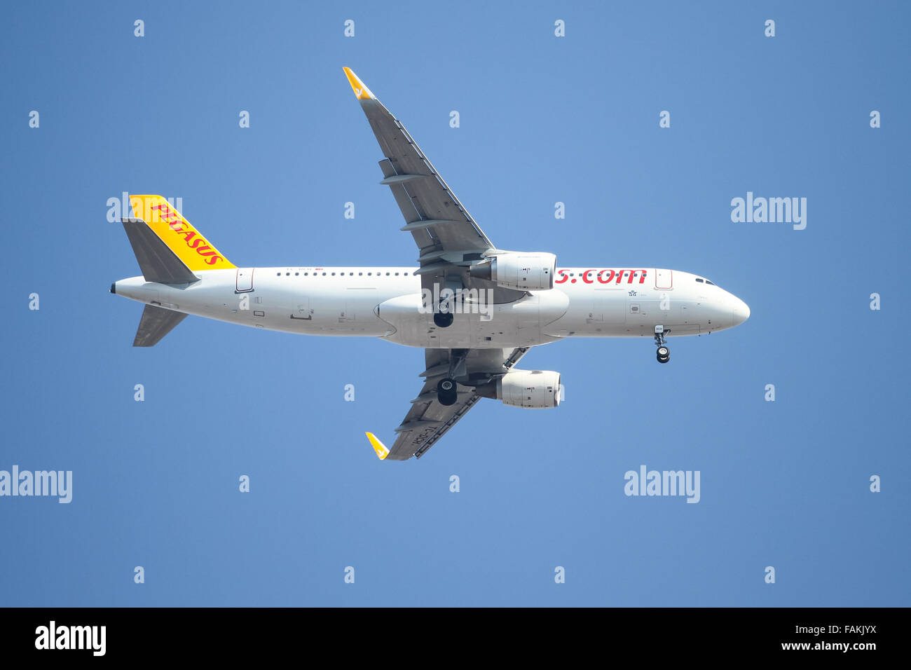Pegasus Airlines Airbus A320-216 (CN 6619) landing to Sabiha Gokcen Airport. Stock Photo