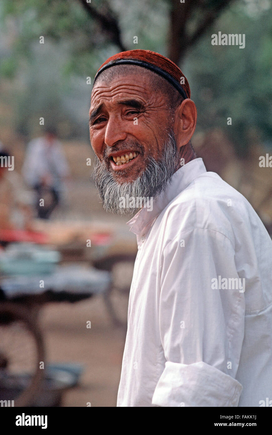 Uyghur man in Turpan, Xinjiang Province, China Stock Photo